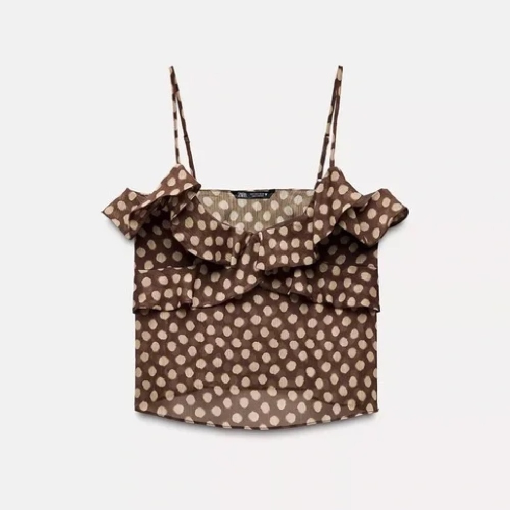 NWT Zara Polka Dot Ruffled Top